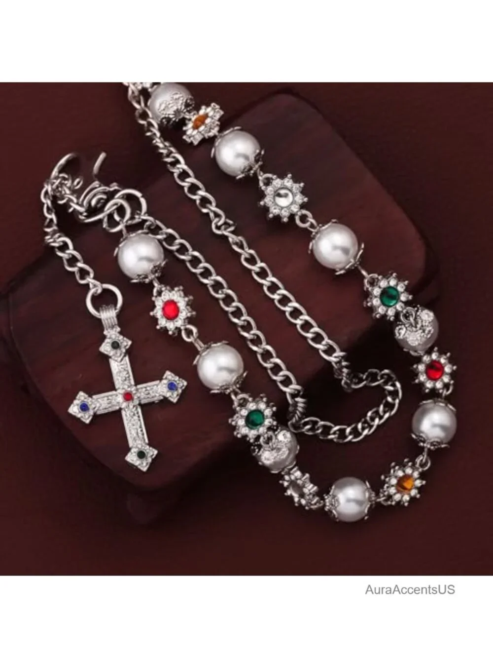 Layered Jean Pocket Chain Keychain - Wallet Pant Pearl Chains